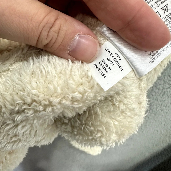 Eddie Bauer sherpa fleece pullover sweatshirt women Large ivory snap collar cozy - Picture 8 of 9